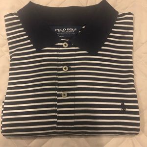 Striped Polo by Ralph Lauren Golf shirt- navy and white. XL